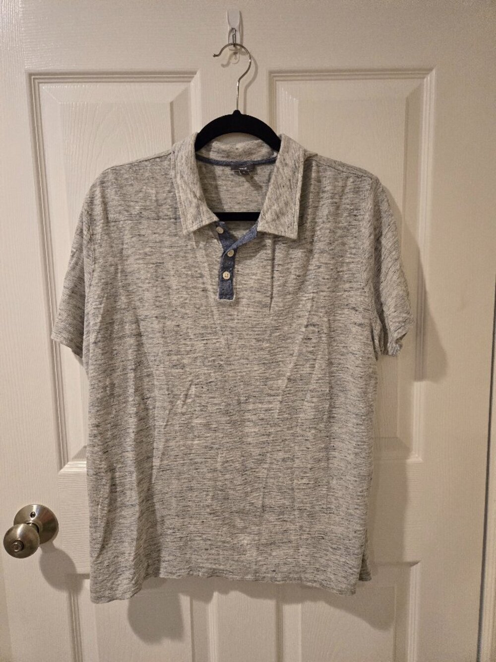 Vince Gray Linen Short Sleeved Polo Shirt XL